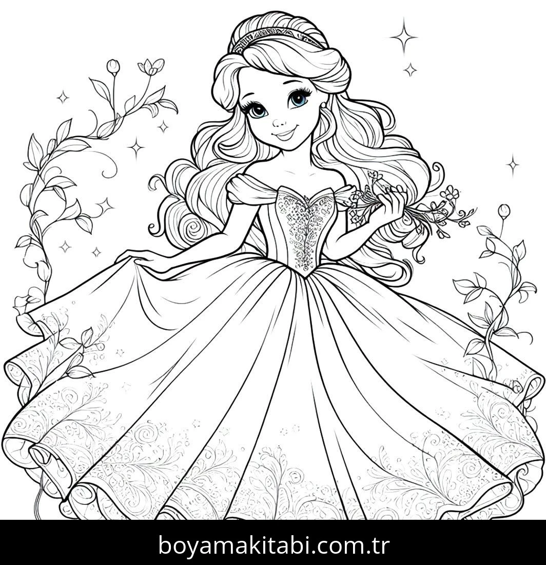 Cinderella boyama sayfası – çocuklar için, çizgi film temalı