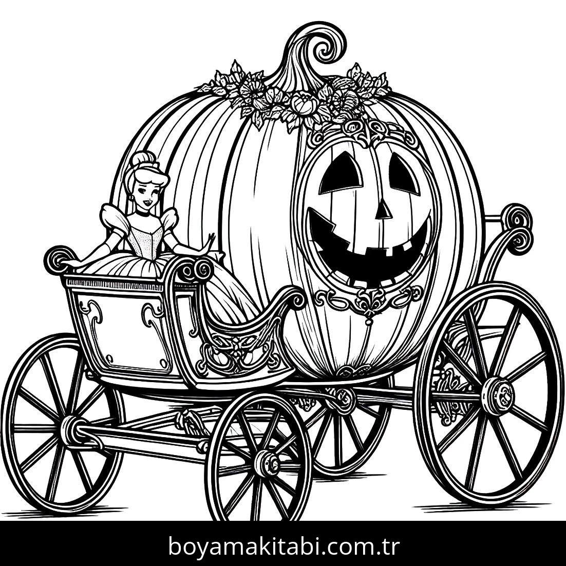 Cinderella boyama sayfası – kolay boyama, eğitici aktivite