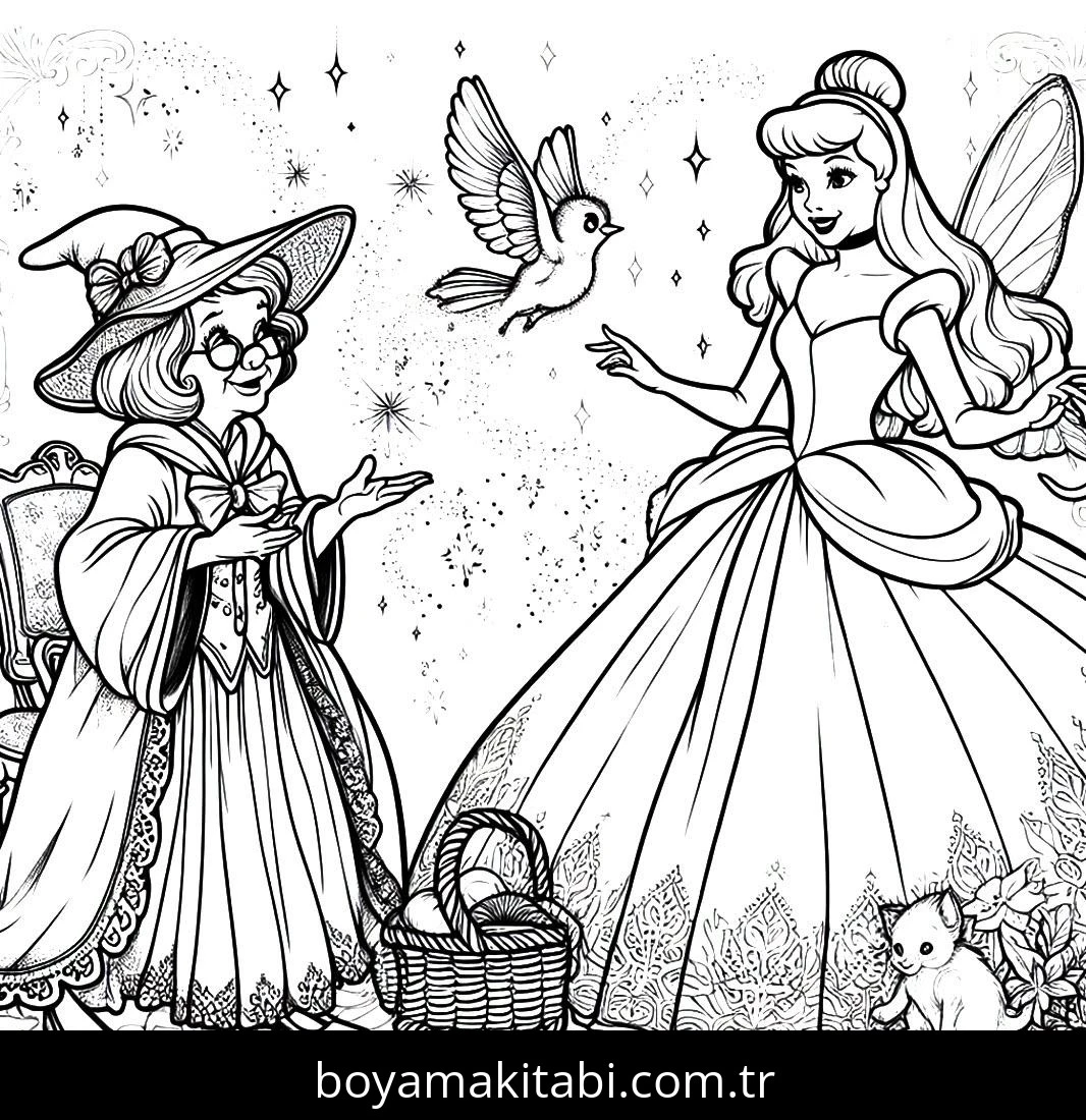 Cinderella boyama sayfası – boyama etkinliği, çocuk aktivitesi