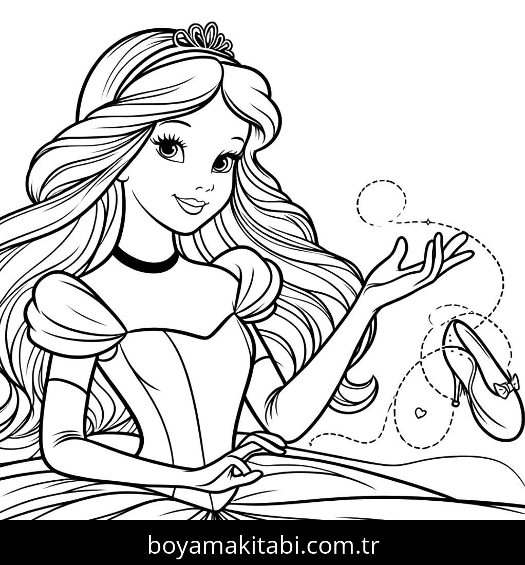 Cinderella boyama sayfası – eğitici aktivite, yaratıcılık