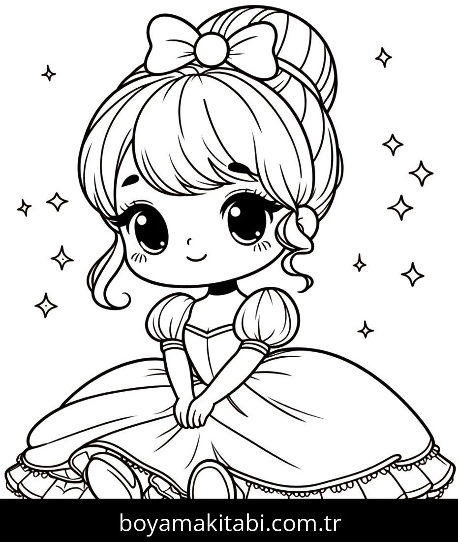 Cinderella boyama sayfası – el becerilerini geliştirir, boyama çalışması