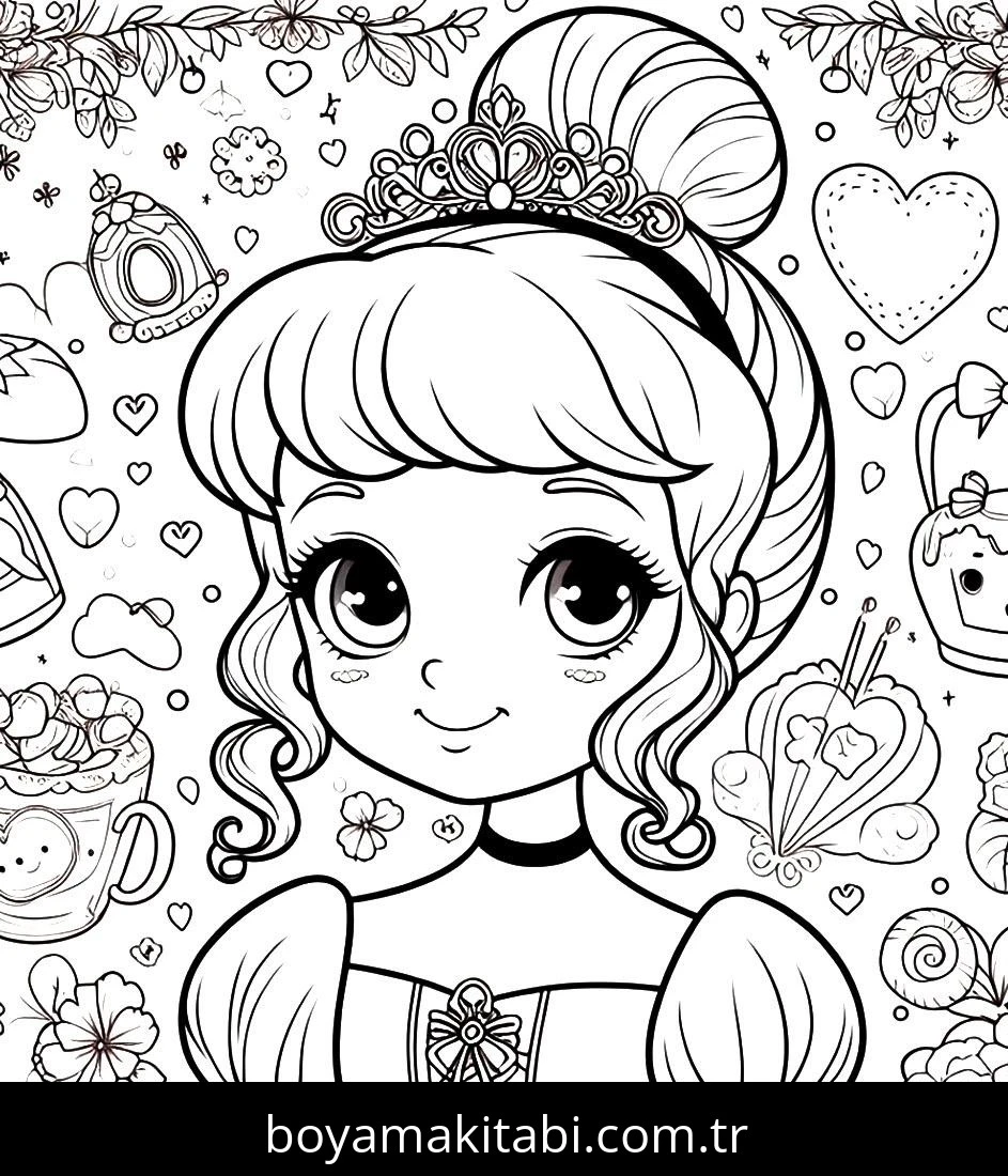 Cinderella boyama sayfası – PDF indir, sevimli karakter