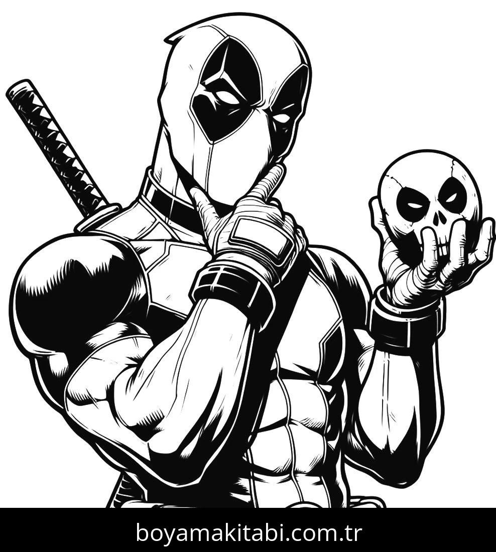 Deadpool boyama sayfası #56 – doğum günü partisi aktivitesi, ekran süresine alternatif