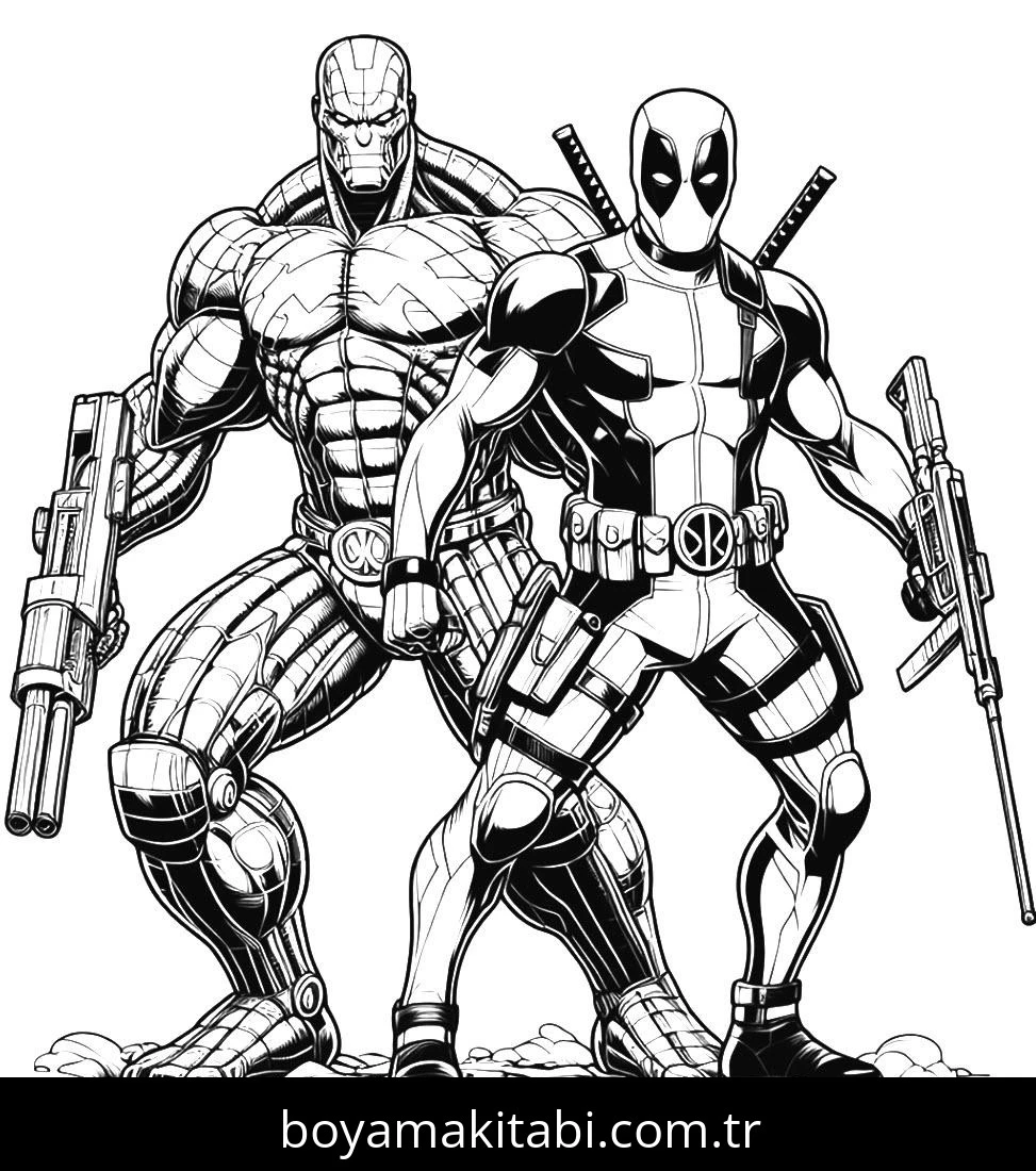 Deadpool boyama sayfası #59 – motor becerileri destekler, mürekkep tasarrufu sağlar