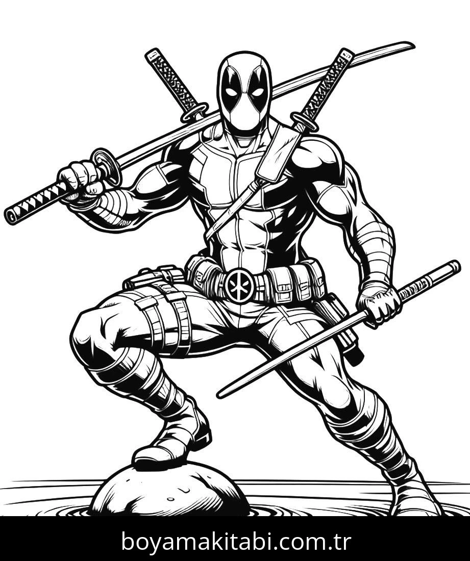 Deadpool boyama sayfası – evde etkinlik, ücretsiz yazdır