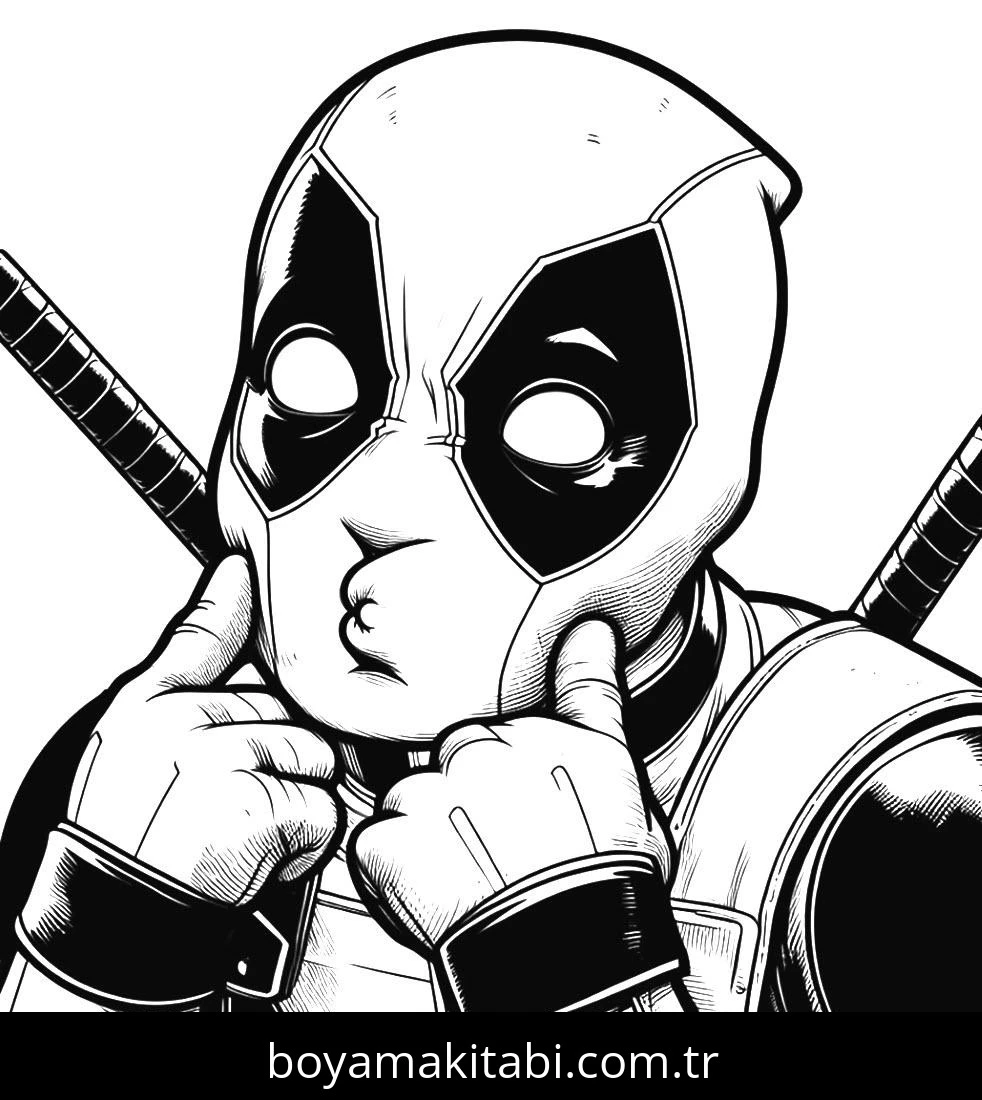 Deadpool boyama sayfası – renkli çizimler, okul öncesi