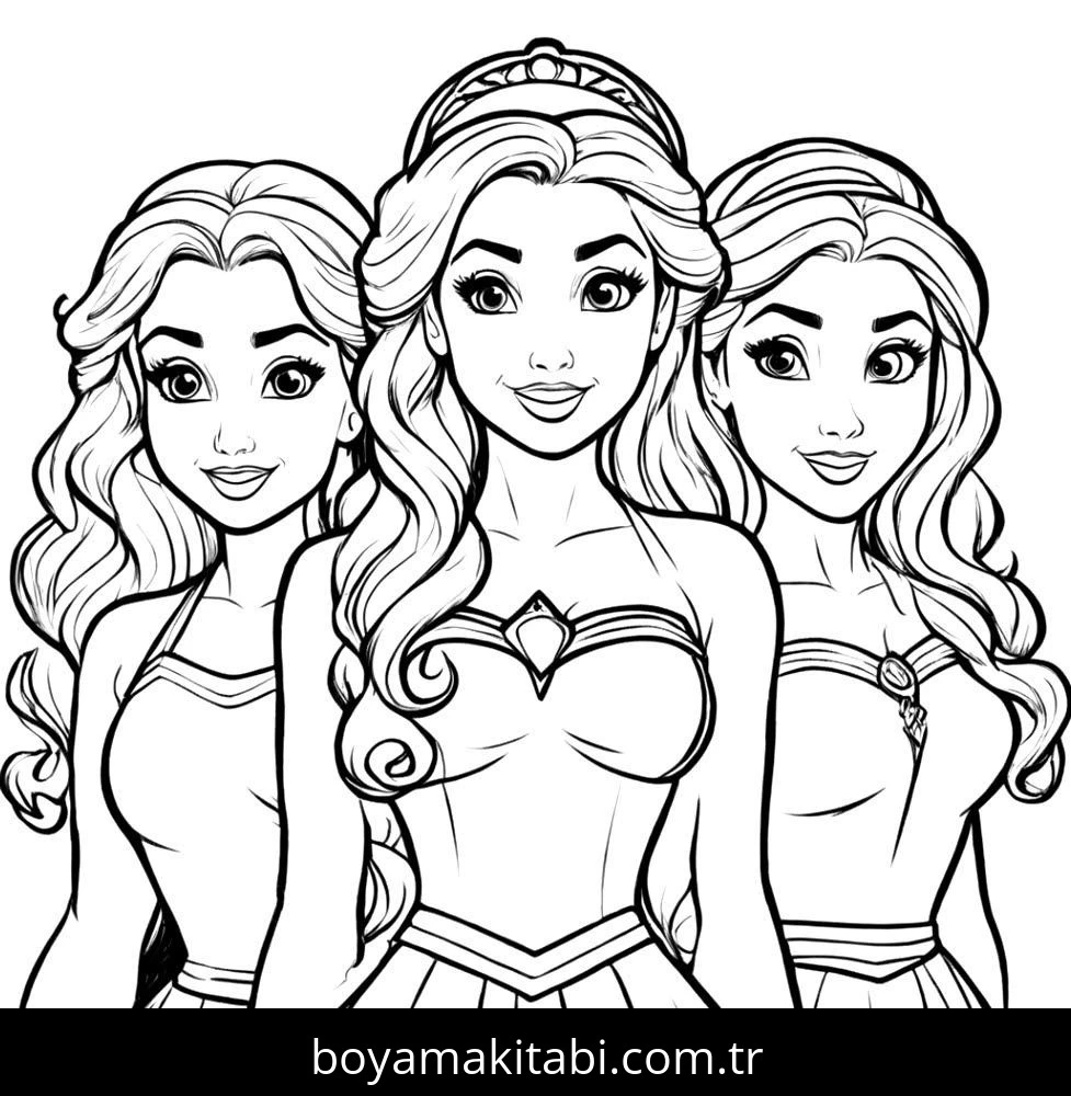 Disney Princess boyama sayfası #5 – sevimli karakter, sanatsal çalışma