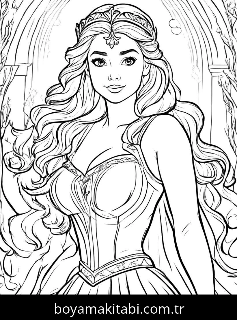 Disney Princess boyama sayfası #8 – el becerilerini geliştirir, boyama çalışması