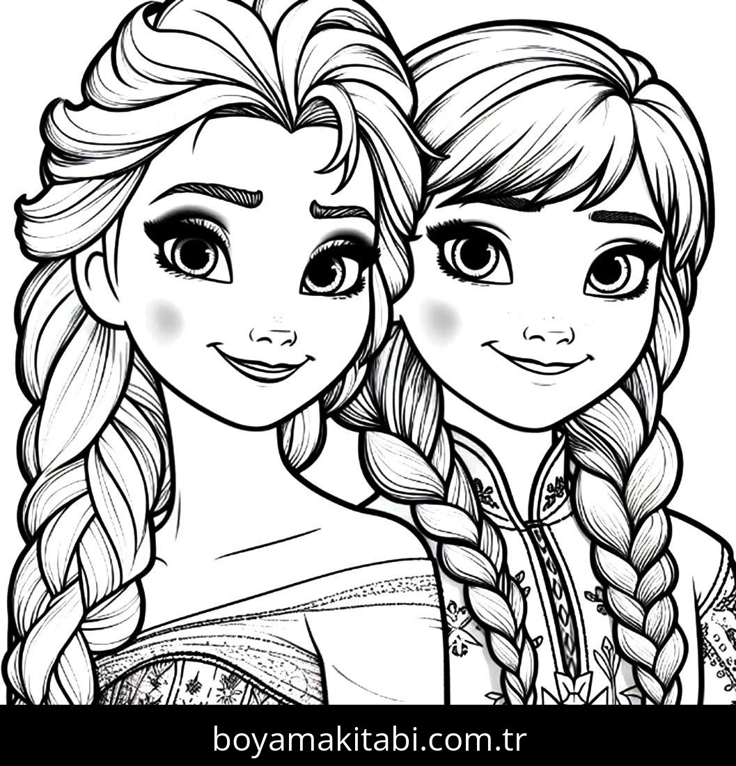 Elsa Ve Anna boyama sayfası – eğitici aktivite, yaratıcılık
