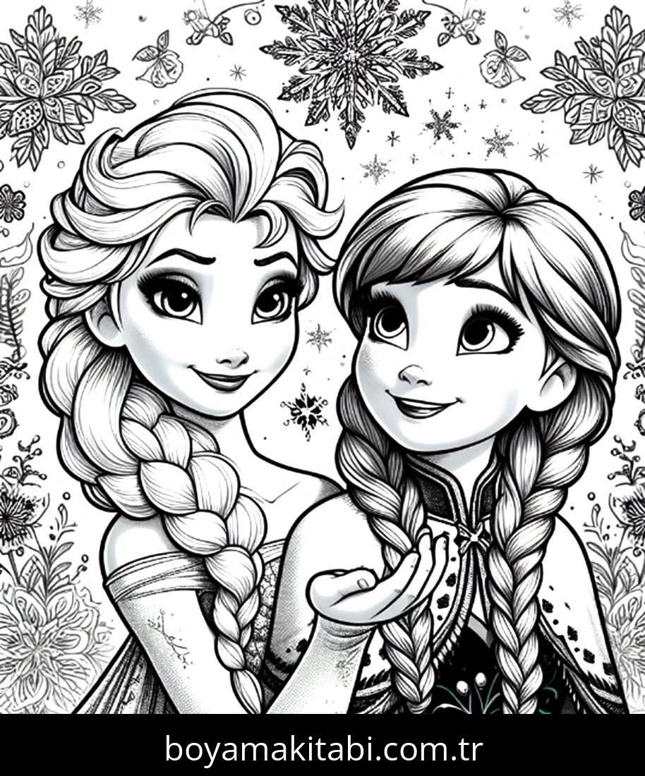 Elsa Ve Anna boyama sayfası – keyifli zaman, renkli çizimler