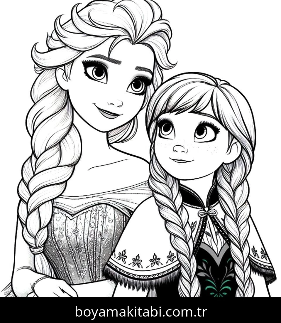 Elsa Ve Anna boyama sayfası – evde etkinlik, ücretsiz yazdır