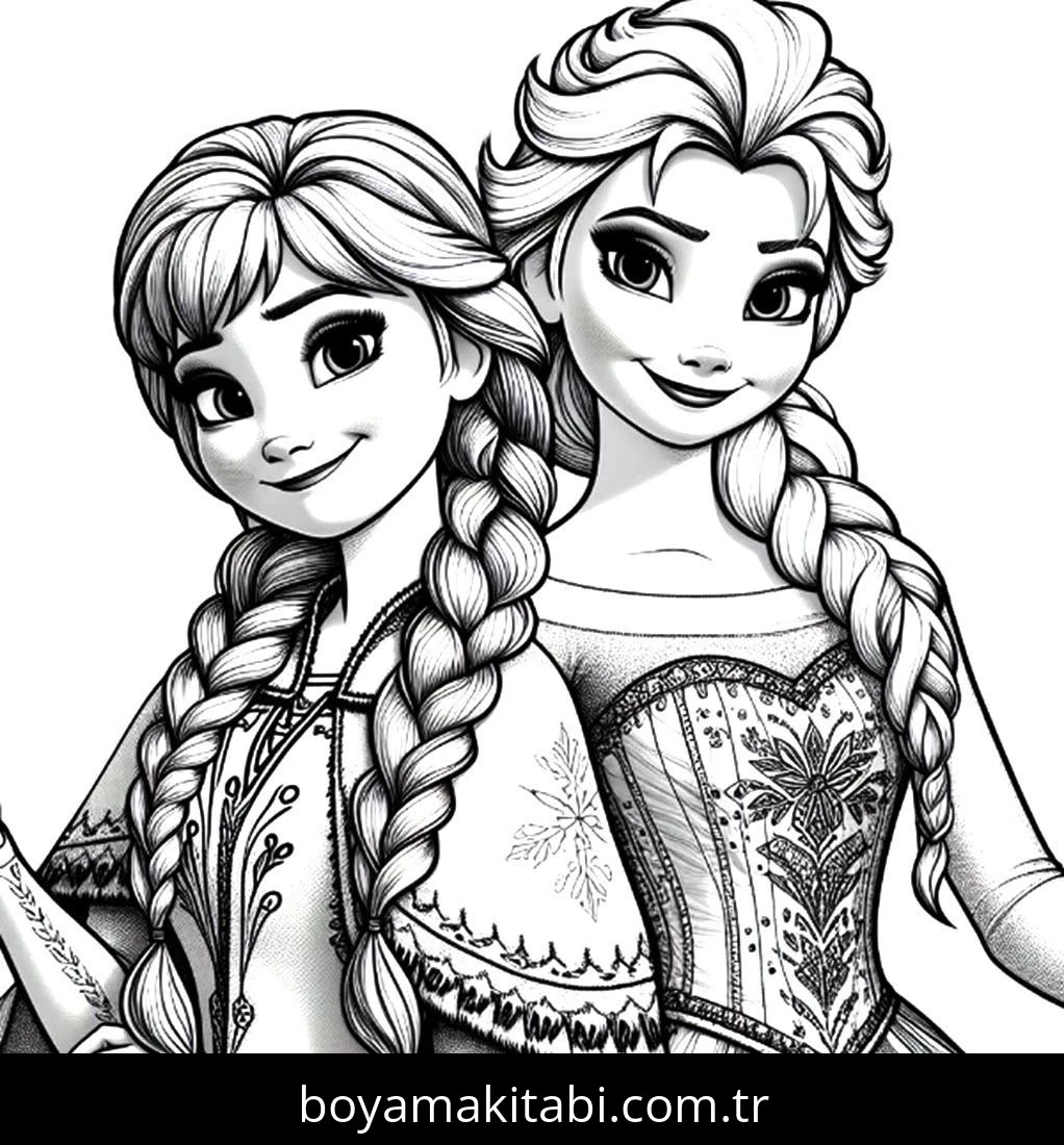 Elsa Ve Anna boyama sayfası – yaratıcılık, eğlenceli etkinlik
