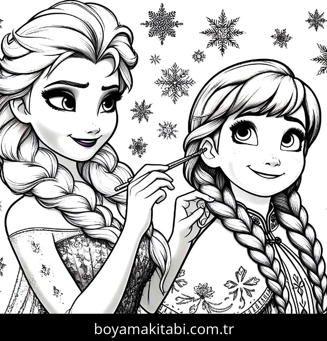 Elsa Ve Anna boyama sayfası – PDF indir, sevimli karakter