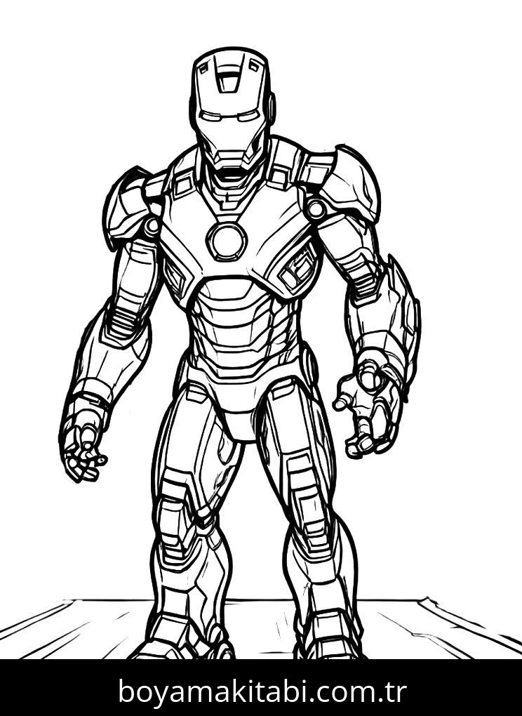 Iron Man boyama sayfası – çocuk aktivitesi, PDF indir