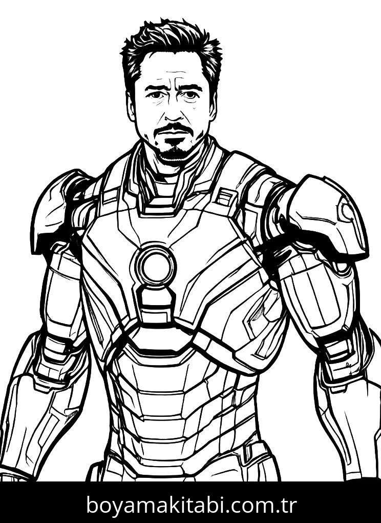 Iron Man boyama sayfası – basit çizim, kolay boyama