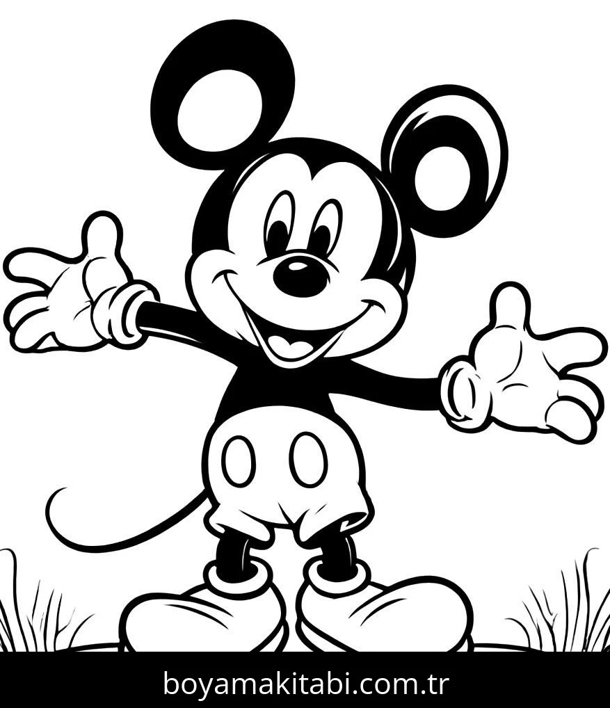 Mickey Mouse (Miki Fare) boyama sayfası – okul öncesi, evde etkinlik