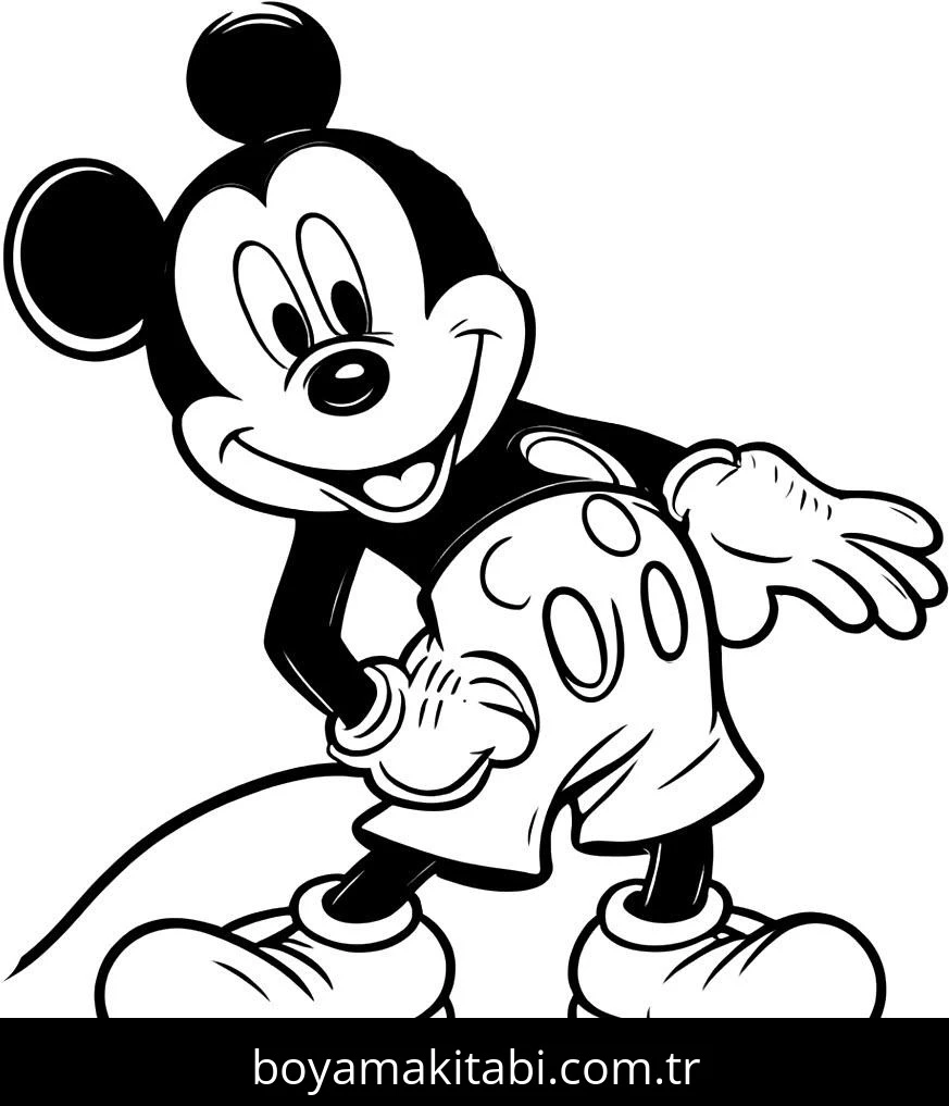 Mickey Mouse (Miki Fare) boyama sayfası – sevimli karakter, sanatsal çalışma