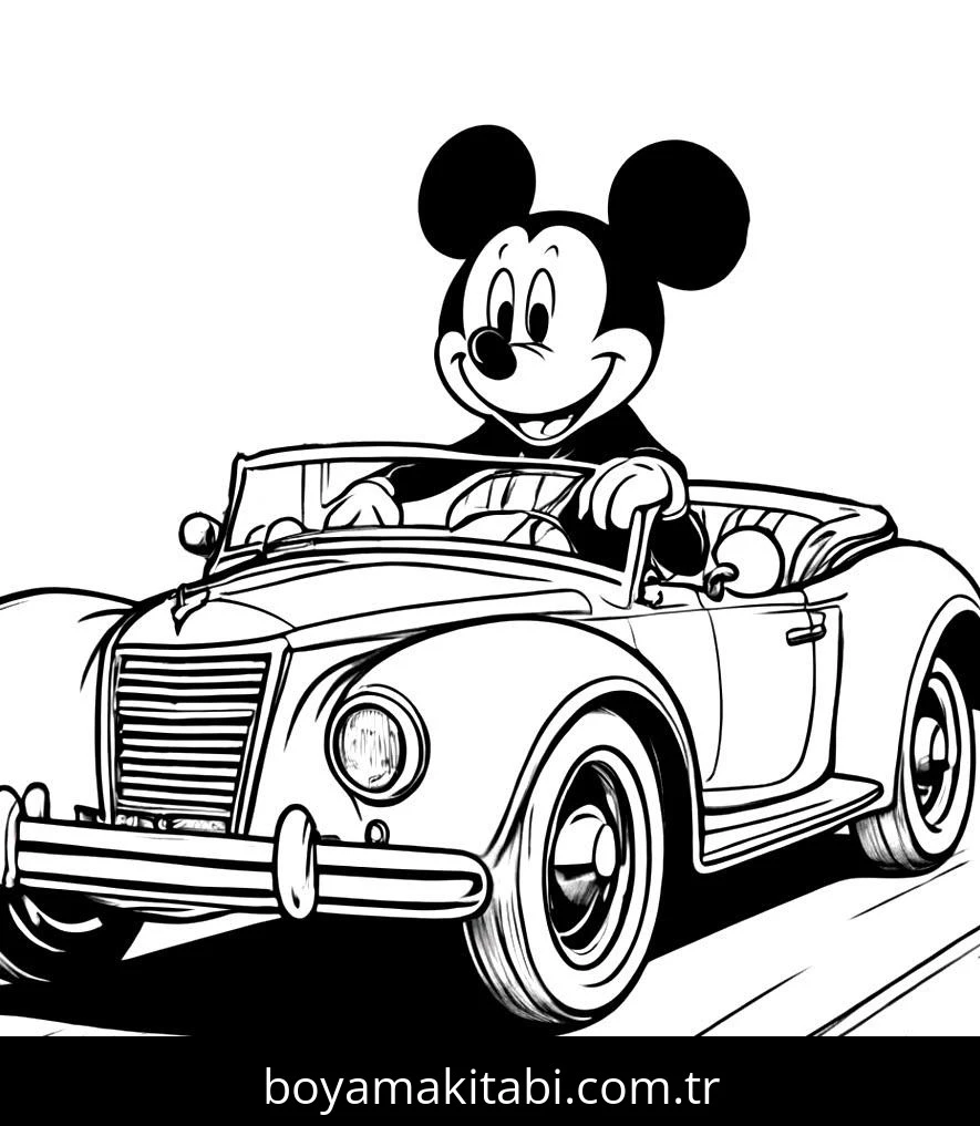 Mickey Mouse (Miki Fare) boyama sayfası – çizgi film temalı, basit çizim