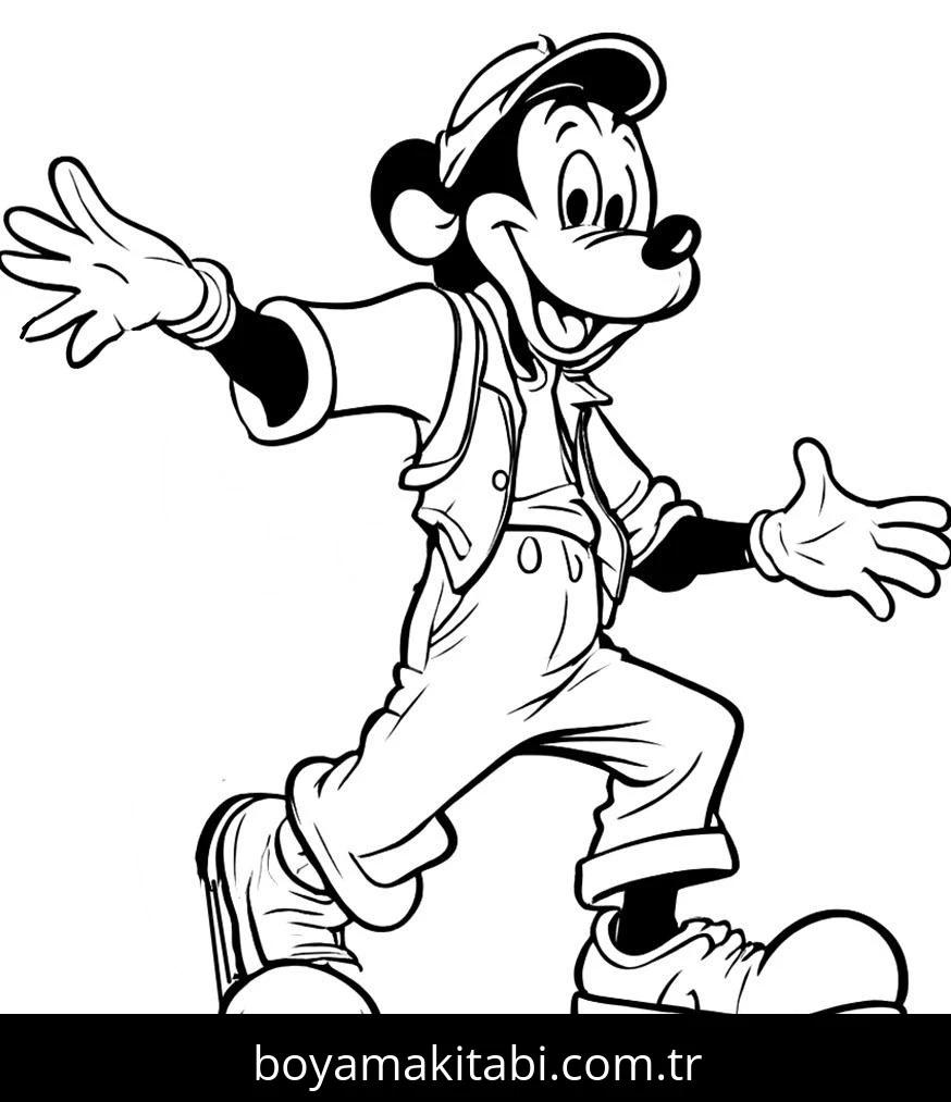 Mickey Mouse (Miki Fare) boyama sayfası – çocuk aktivitesi, PDF indir