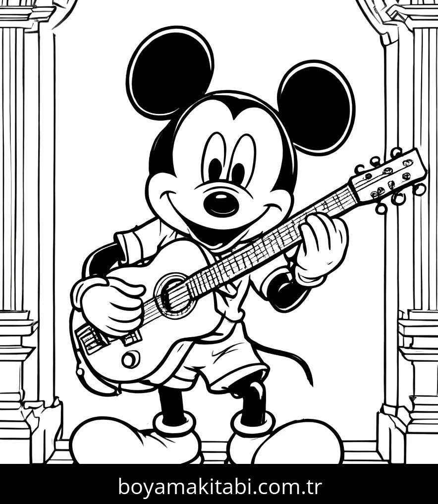 Mickey Mouse (Miki Fare) boyama sayfası – boyama çalışması, yaratıcılığı geliştirir
