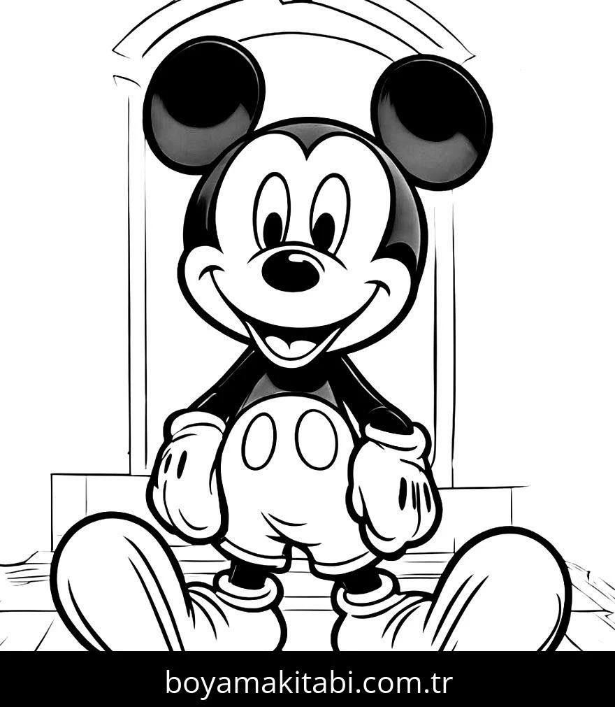 Mickey Mouse (Miki Fare) boyama sayfası – renkli çizimler, okul öncesi