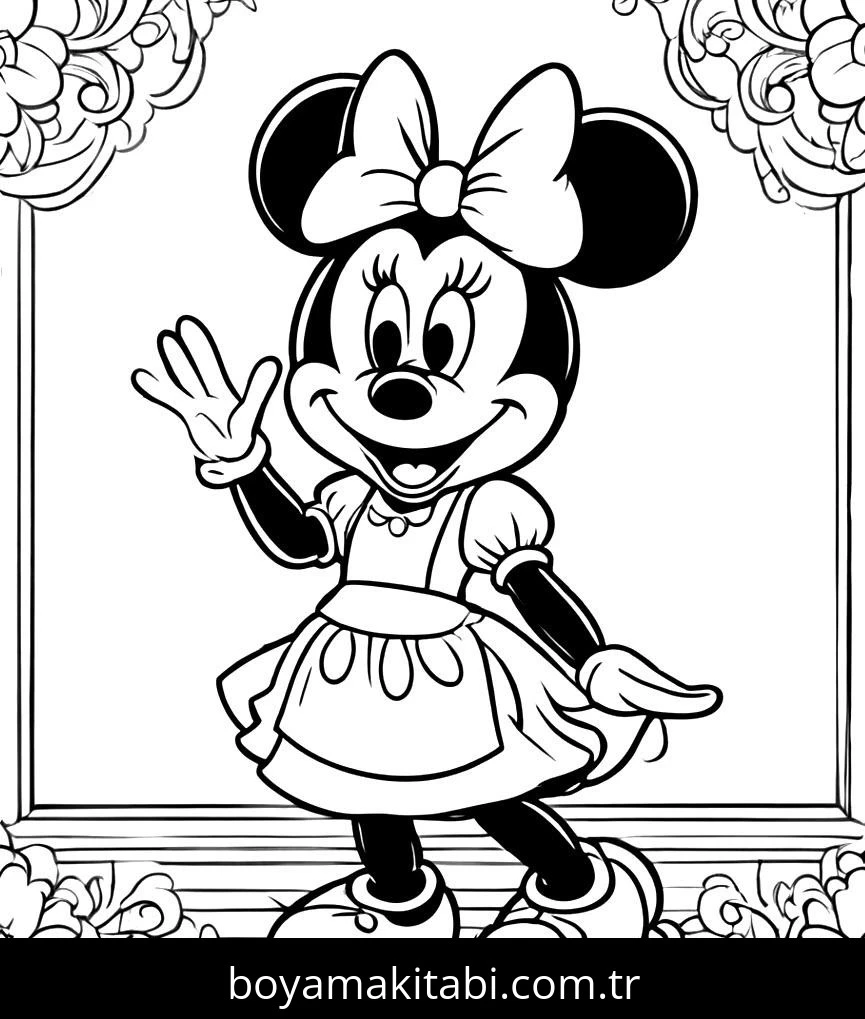 Minnie Mouse boyama sayfası #91 – PDF indir, sevimli karakter