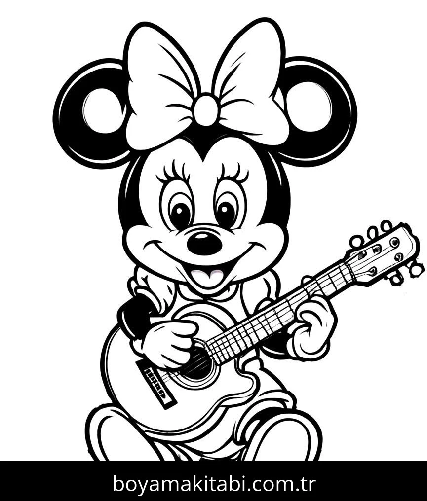 Minnie Mouse boyama sayfası – sevimli karakter, sanatsal çalışma