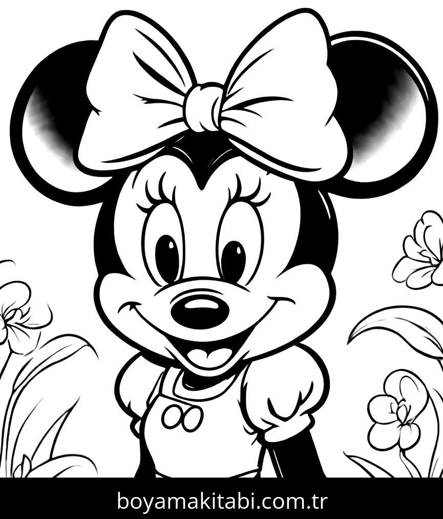 Minnie Mouse boyama sayfası #99 – çizgi film temalı, basit çizim