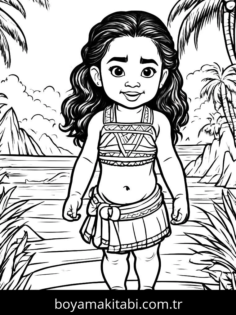 Moana boyama sayfası – renkli çizimler, okul öncesi