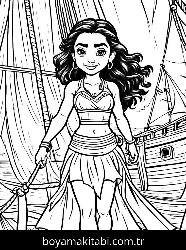 Moana boyama sayfası – PDF indir, sevimli karakter