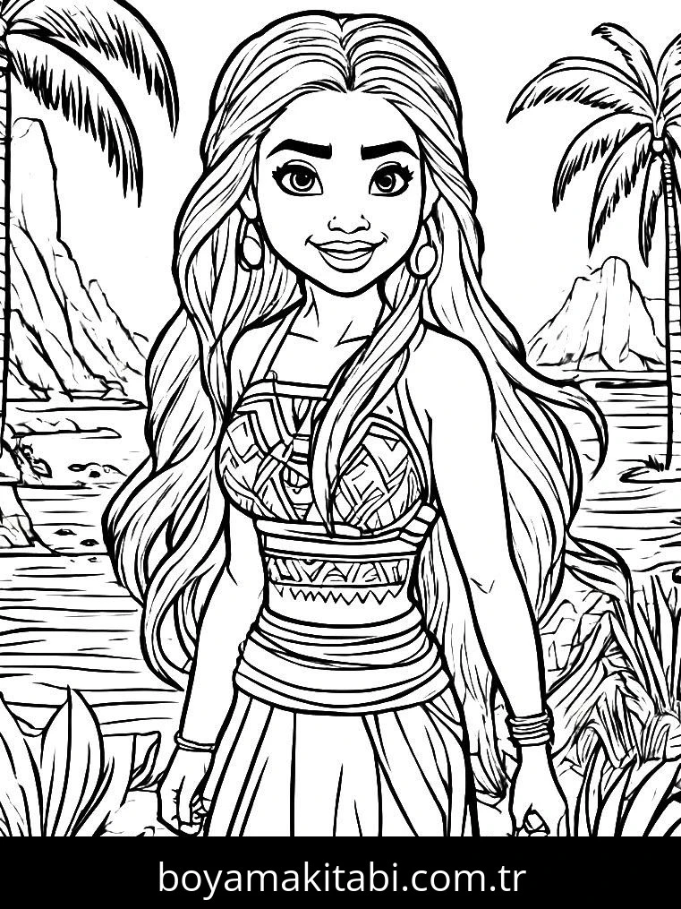Moana boyama sayfası – keyifli zaman, renkli çizimler