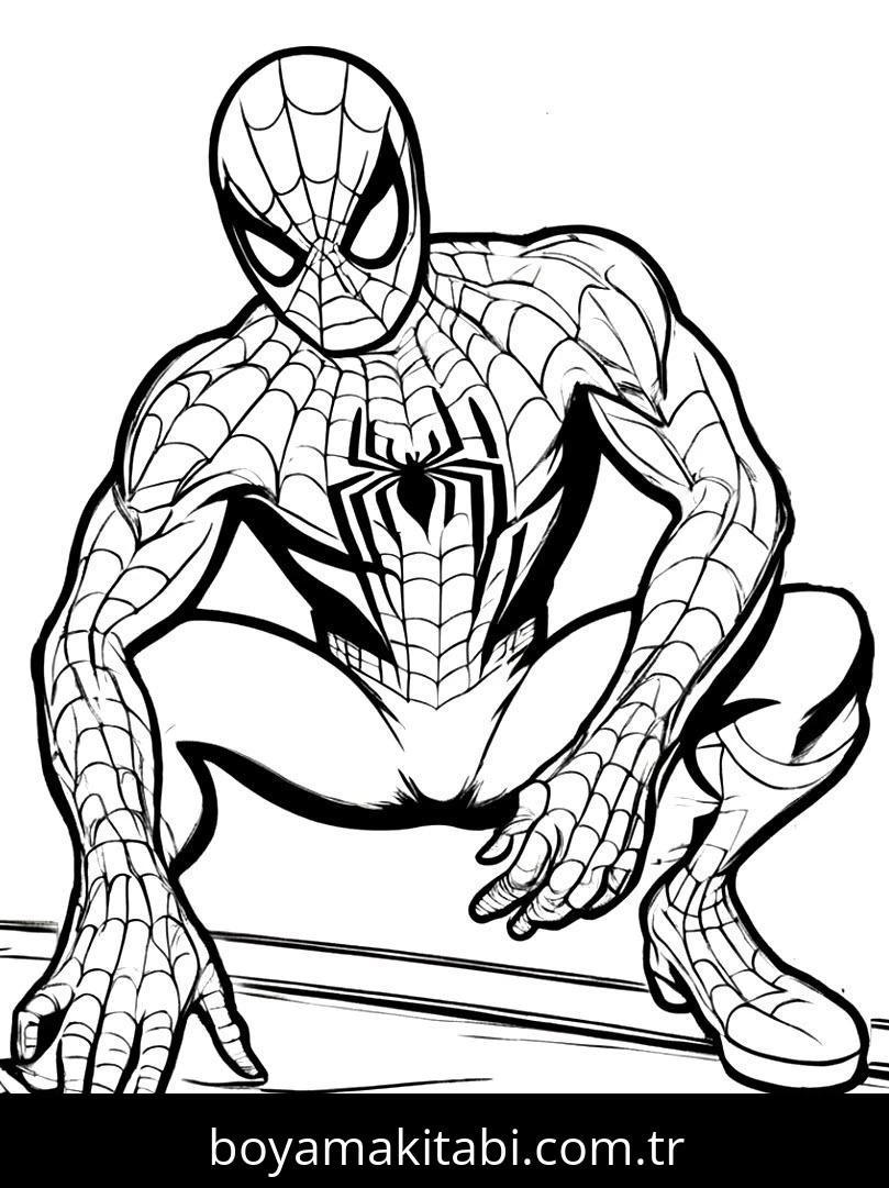 Spiderman boyama sayfası #18 – A4 baskıya uygun, ücretsiz yazdır