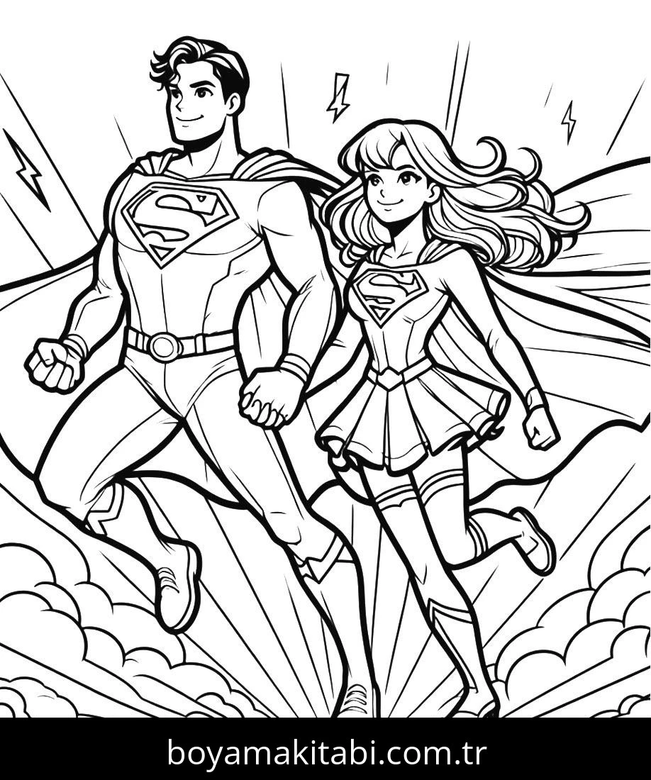 Superman boyama sayfası – boyama çalışması, yaratıcılığı geliştirir