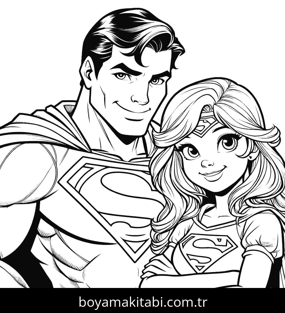 Superman boyama sayfası – renkli çizimler, okul öncesi