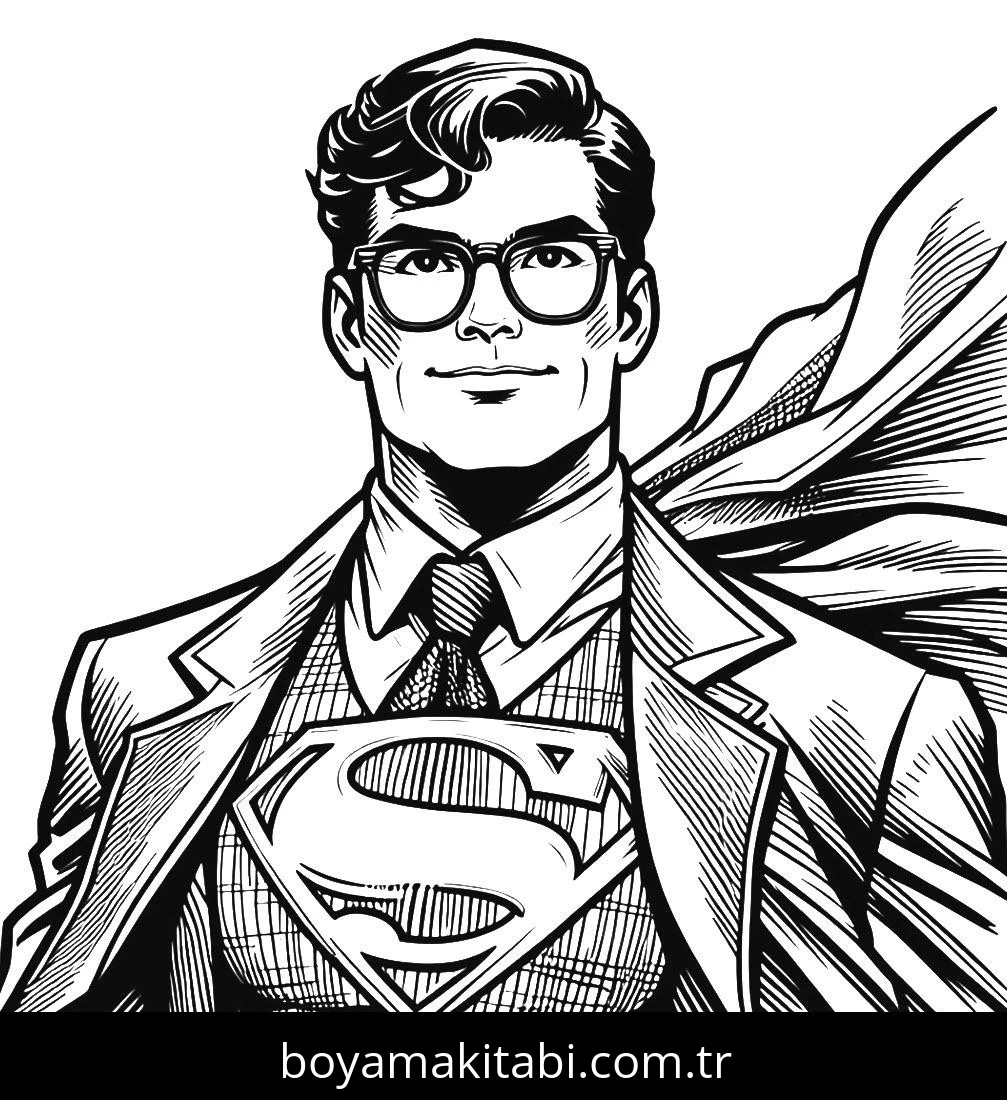 Superman boyama sayfası – PDF indir, sevimli karakter