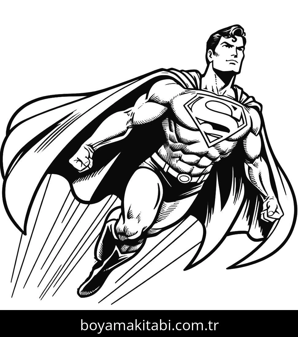 Superman boyama sayfası – kolay boyama, eğitici aktivite