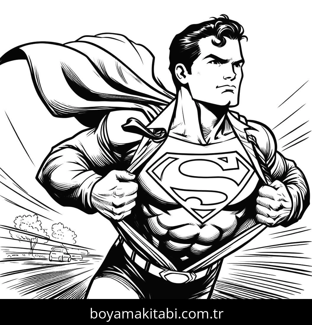 Superman boyama sayfası – yaratıcılığı geliştirir, keyifli zaman