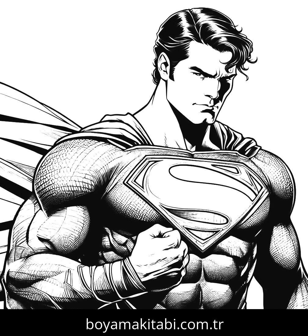 Superman boyama sayfası – sevimli karakter, sanatsal çalışma