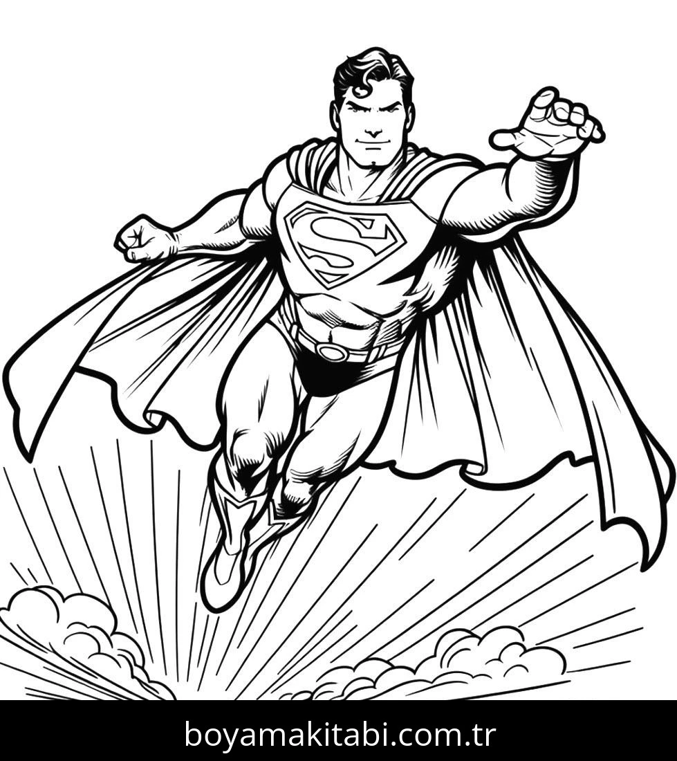 Superman boyama sayfası – sanatsal çalışma, çocuklar için