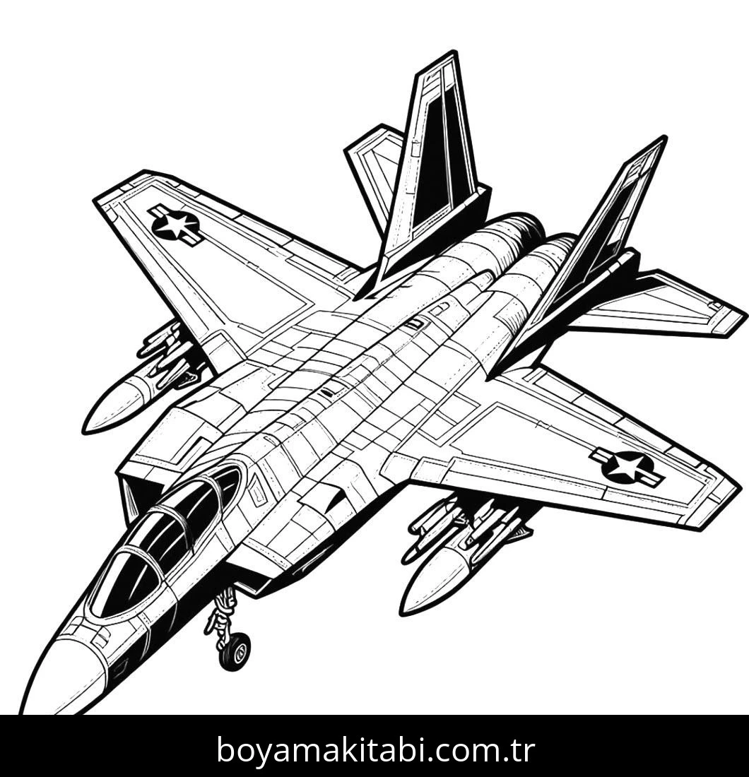 Uçak boyama sayfası – boyama çalışması, yaratıcılığı geliştirir