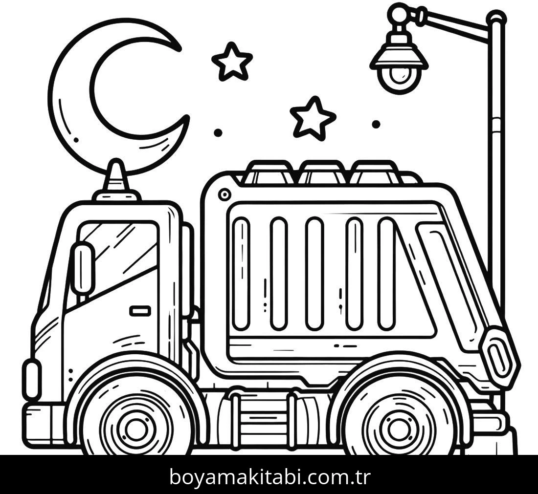 Çöp Kamyonu boyama sayfası – yaratıcılığı geliştirir, keyifli zaman