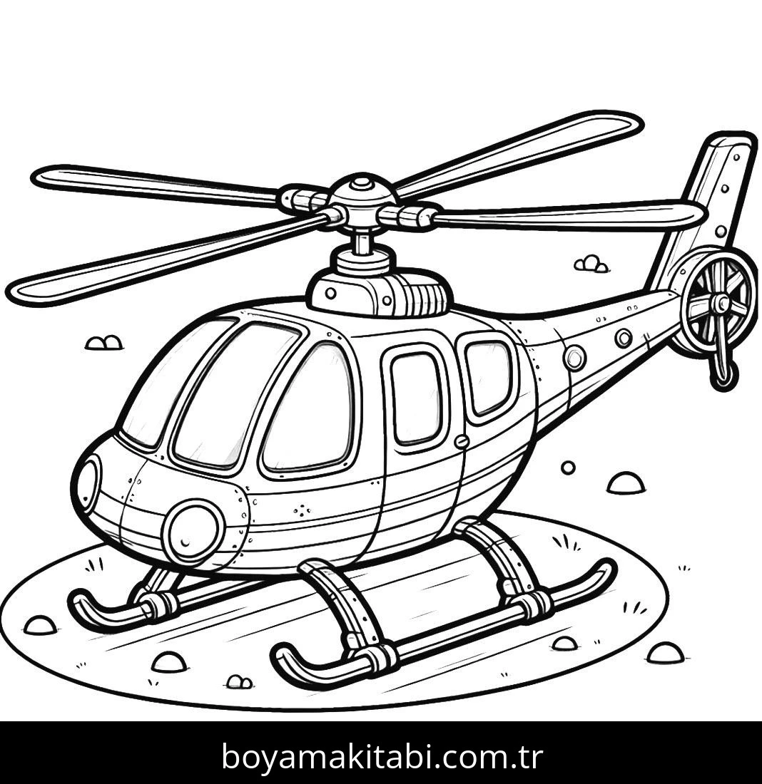 Helikopter boyama sayfası – yaratıcılığı geliştirir, keyifli zaman