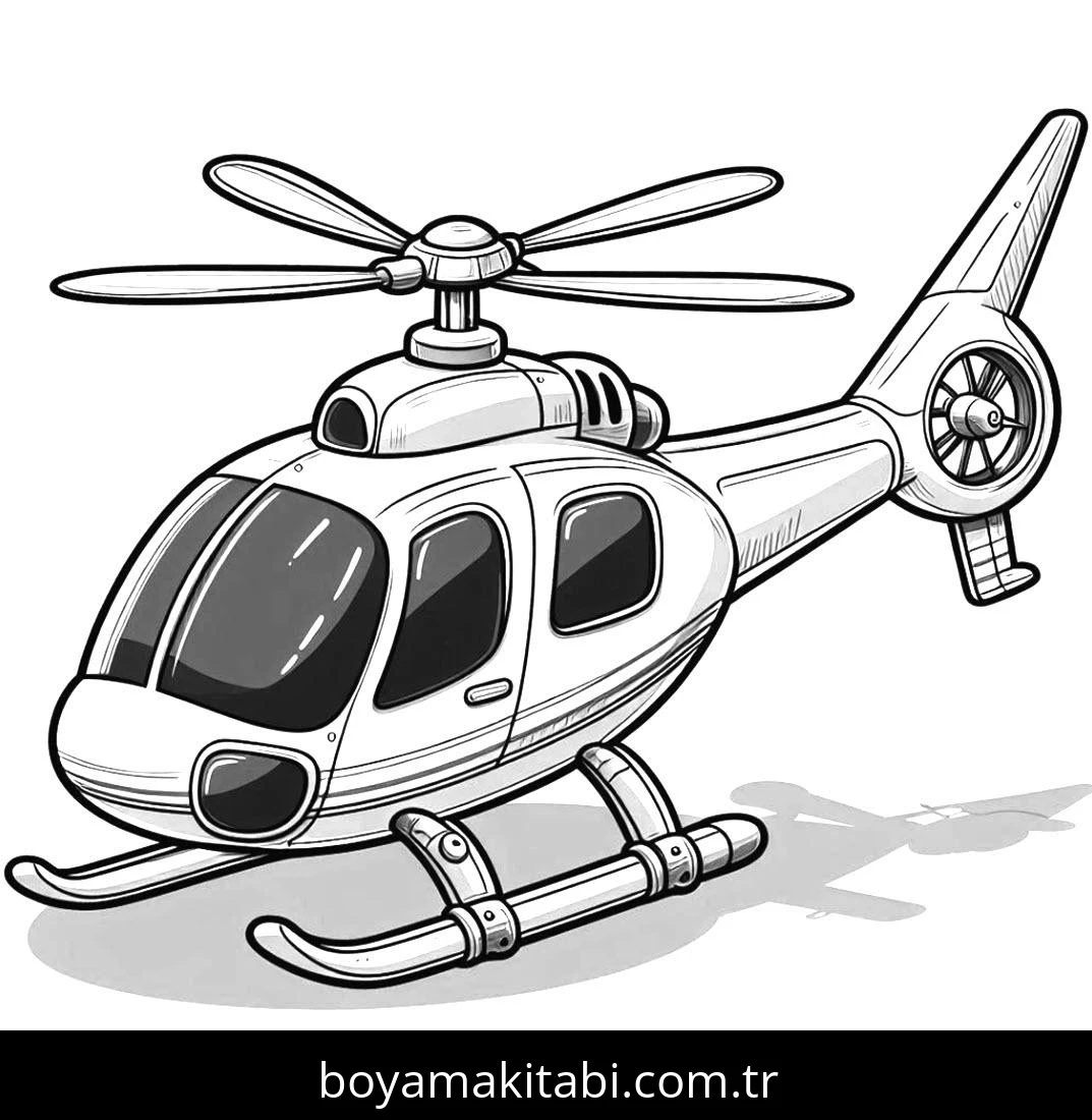 Helikopter boyama sayfası – evde etkinlik, ücretsiz yazdır