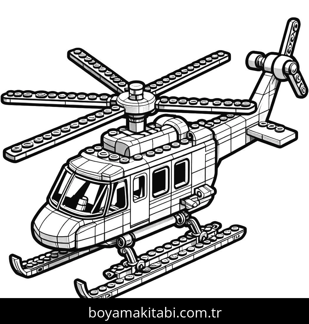 Helikopter boyama sayfası – çocuklar için, çizgi film temalı