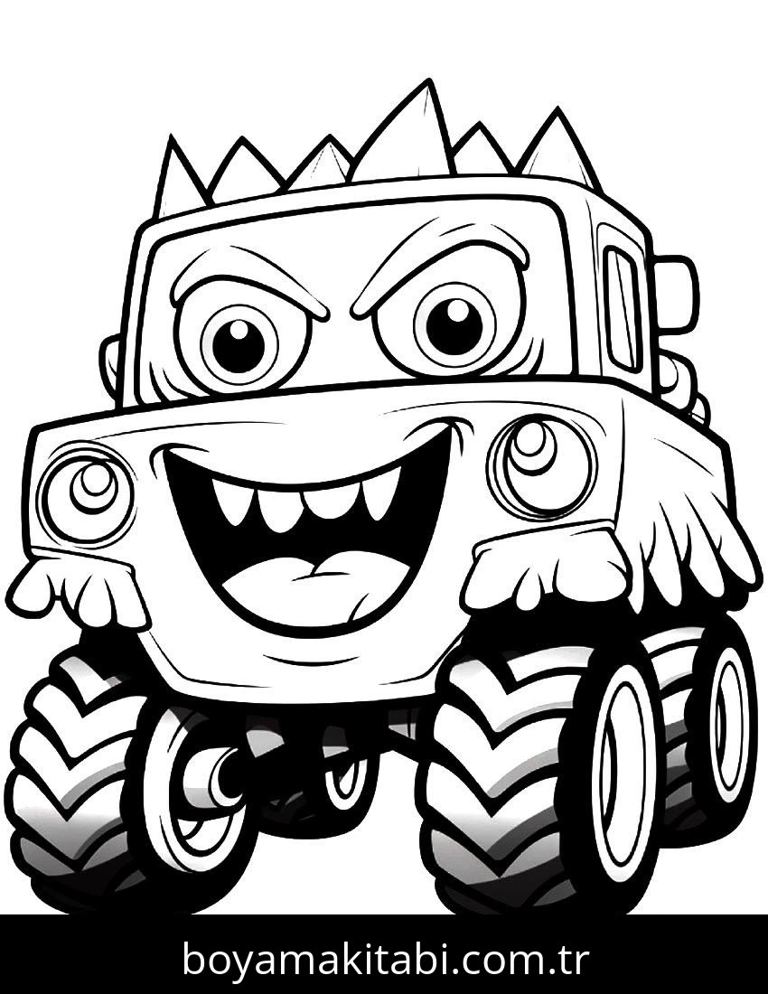 Monster Truck boyama sayfası – renkli çizimler, okul öncesi