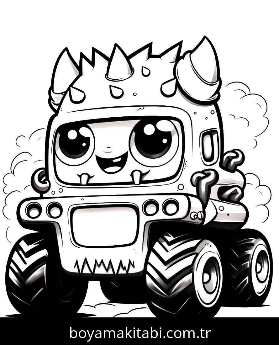 Monster Truck boyama sayfası – kolay boyama, eğitici aktivite