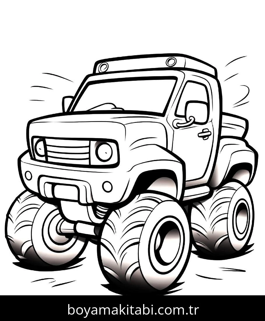 Monster Truck boyama sayfası – okul öncesi, evde etkinlik
