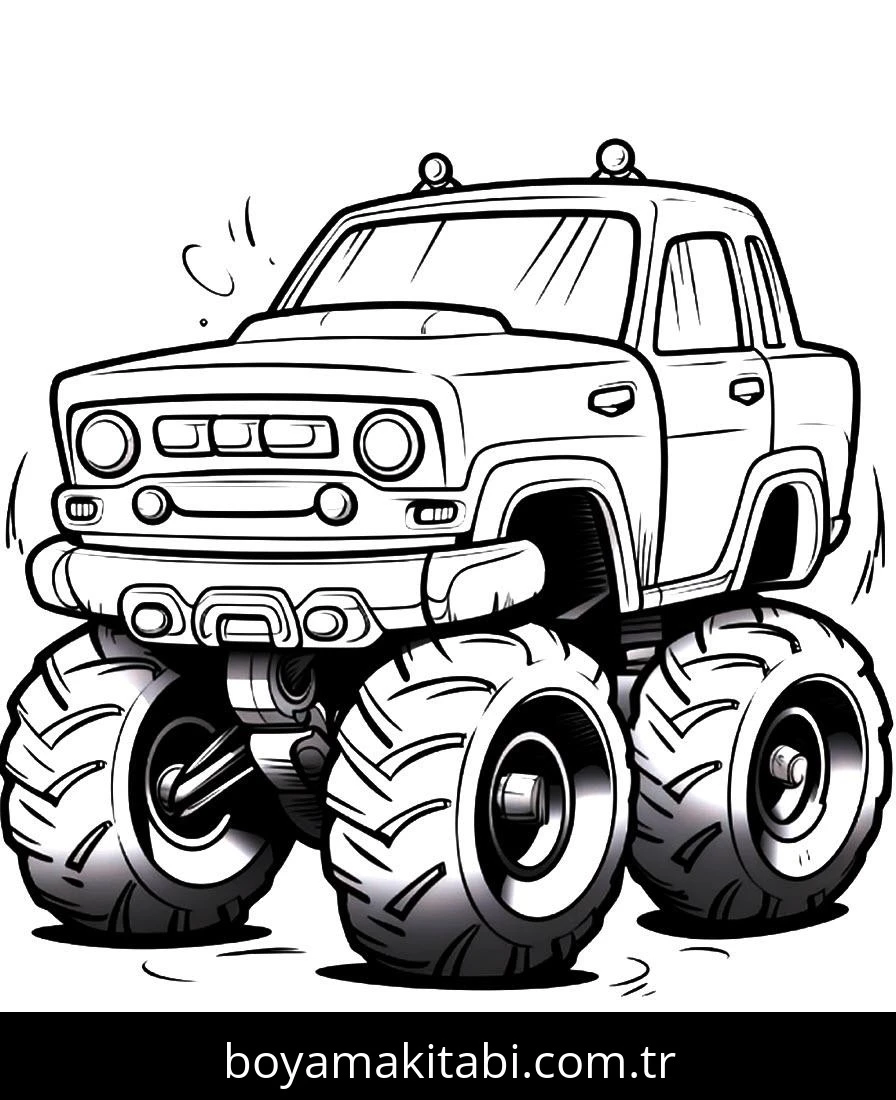 Monster Truck boyama sayfası – boyama etkinliği, çocuk aktivitesi