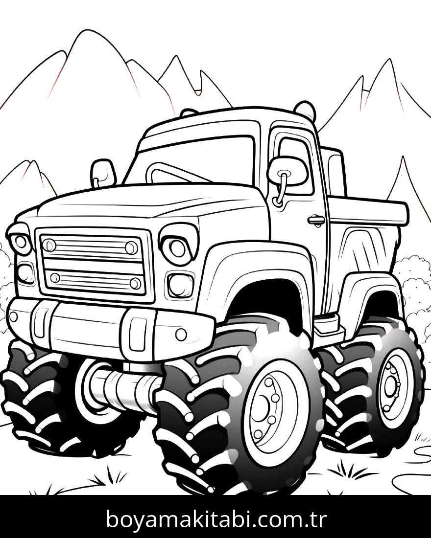 Monster Truck boyama sayfası – eğitici aktivite, yaratıcılık