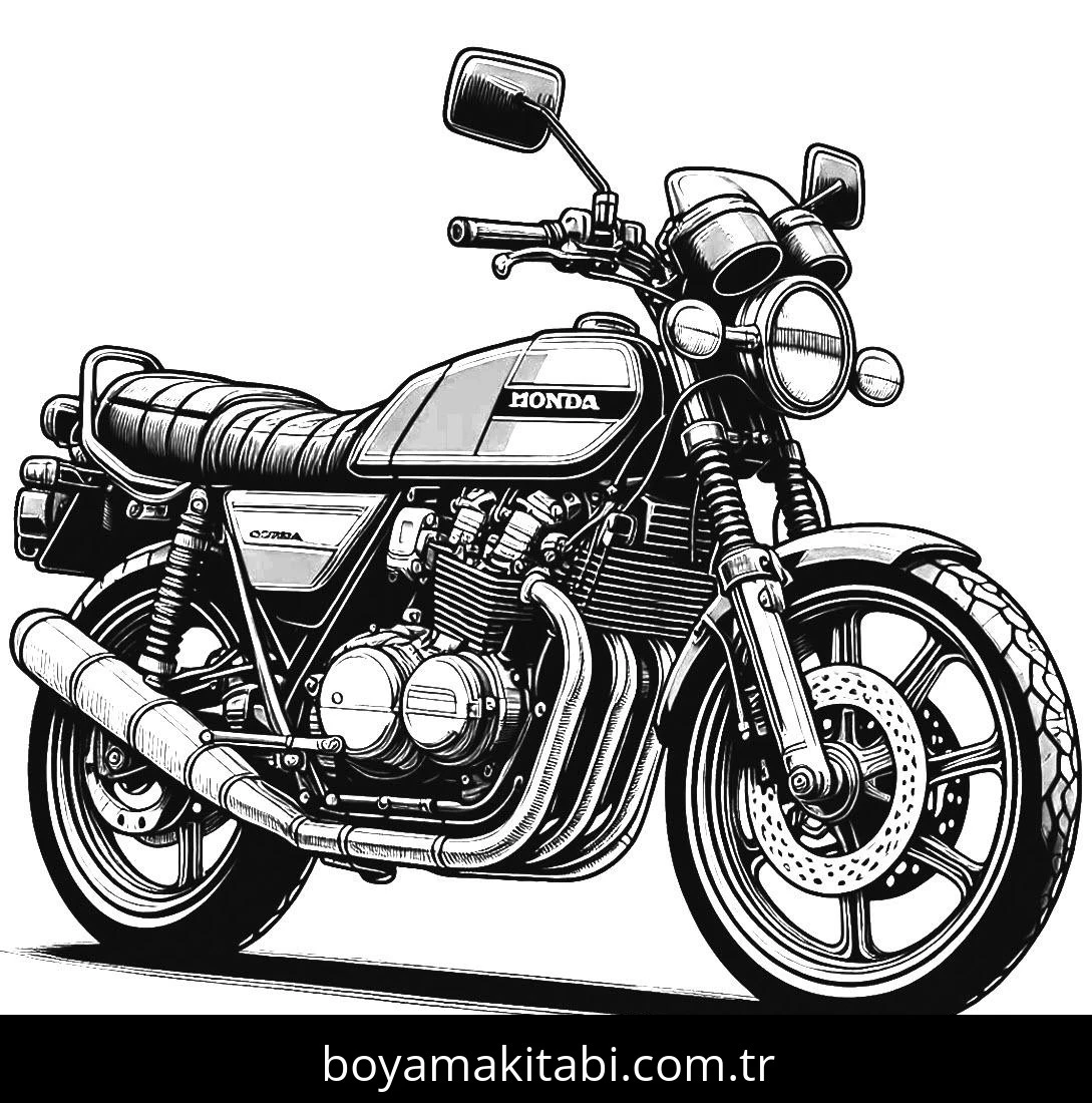 Motosiklet boyama sayfası – çocuk aktivitesi, PDF indir